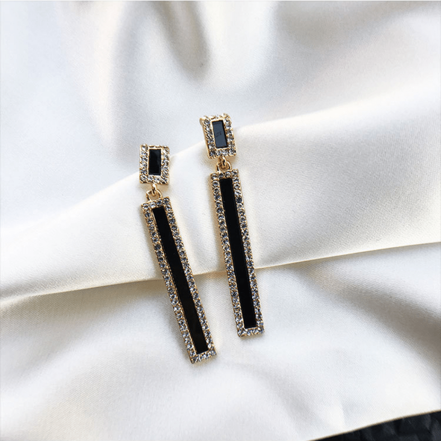Long Rhinestone Dangle Earrings for Everyday Wear